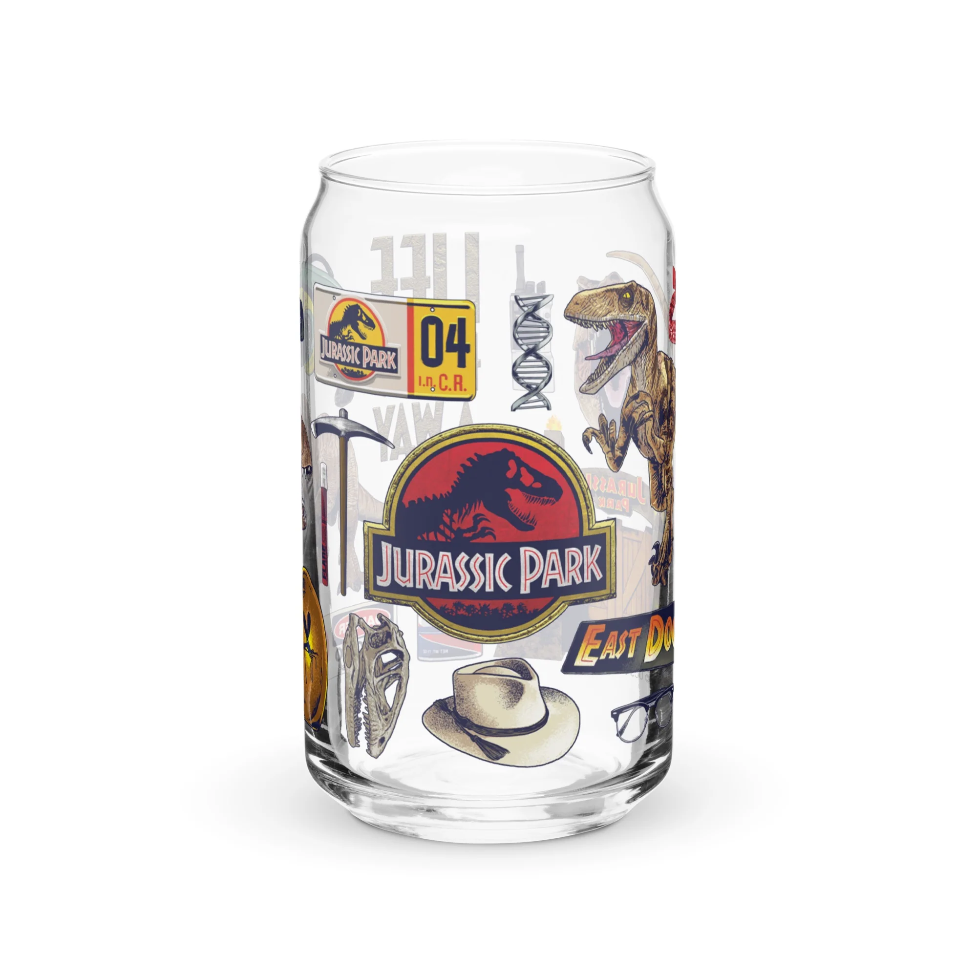 Jurassic Park Icon Collage Can-Shaped Glass