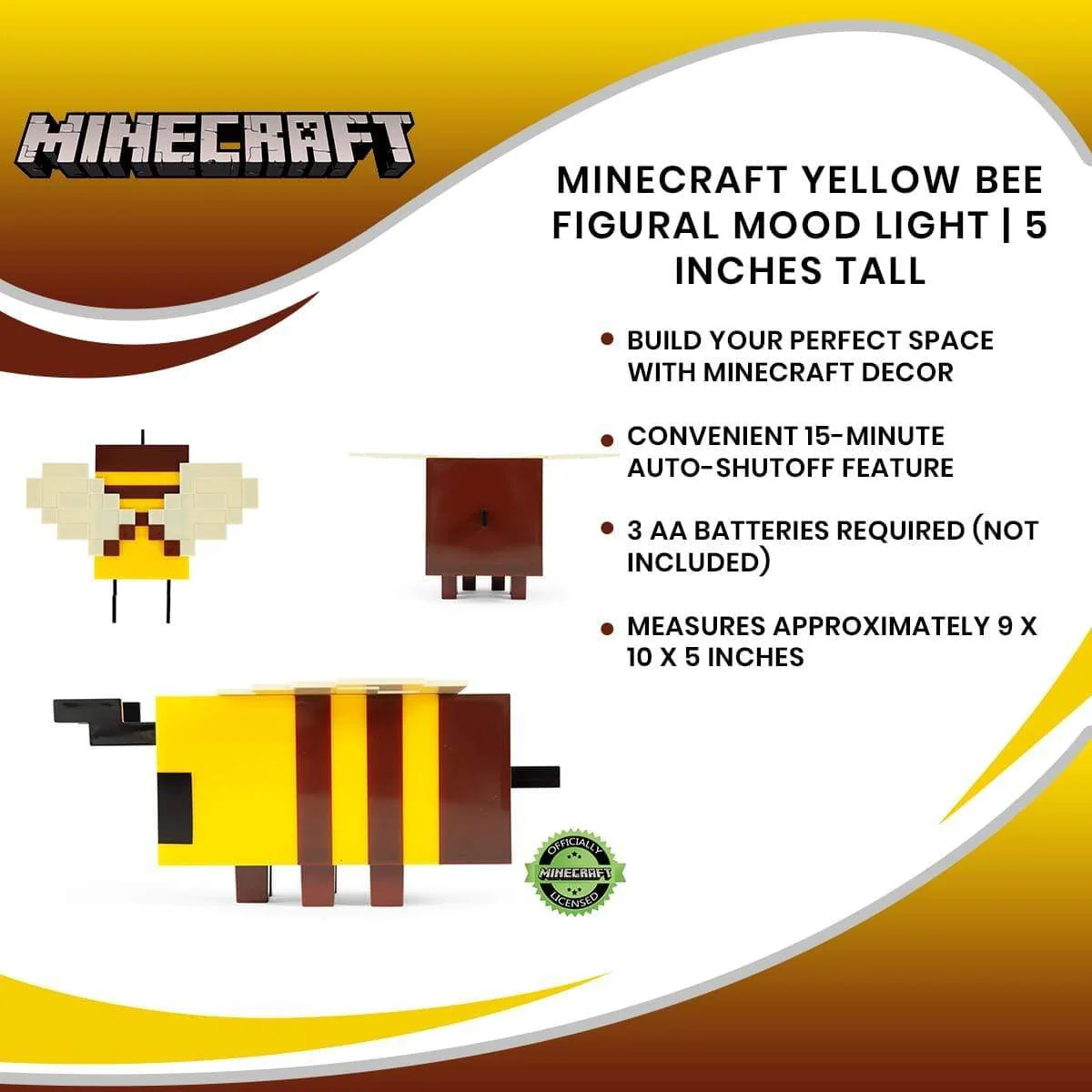 A Minecraft Movie Bee 5 Inch Figural Mood Light - Image 4