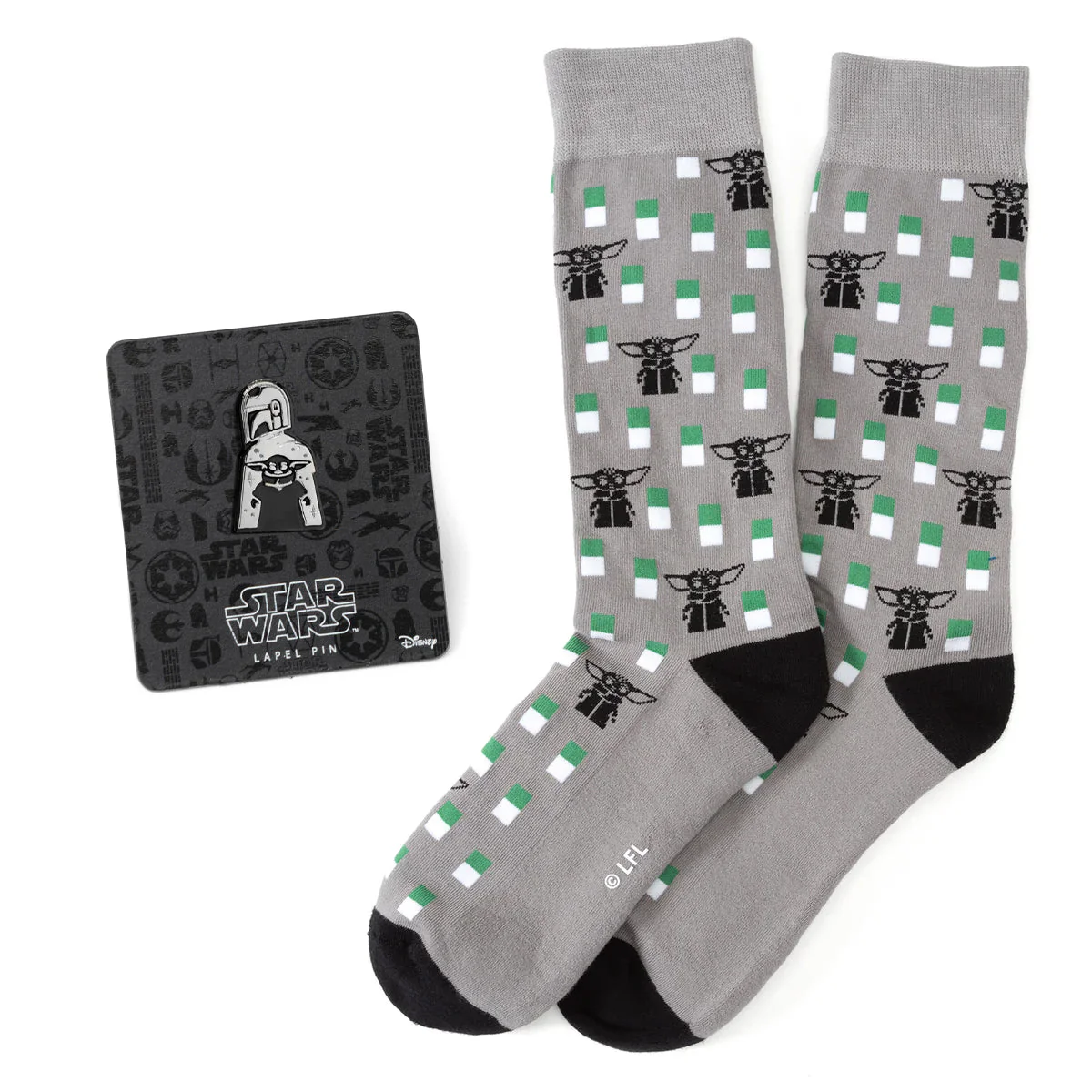 Star Wars Mandalorian and Grogu Socks and Lapel Pin Gift Set